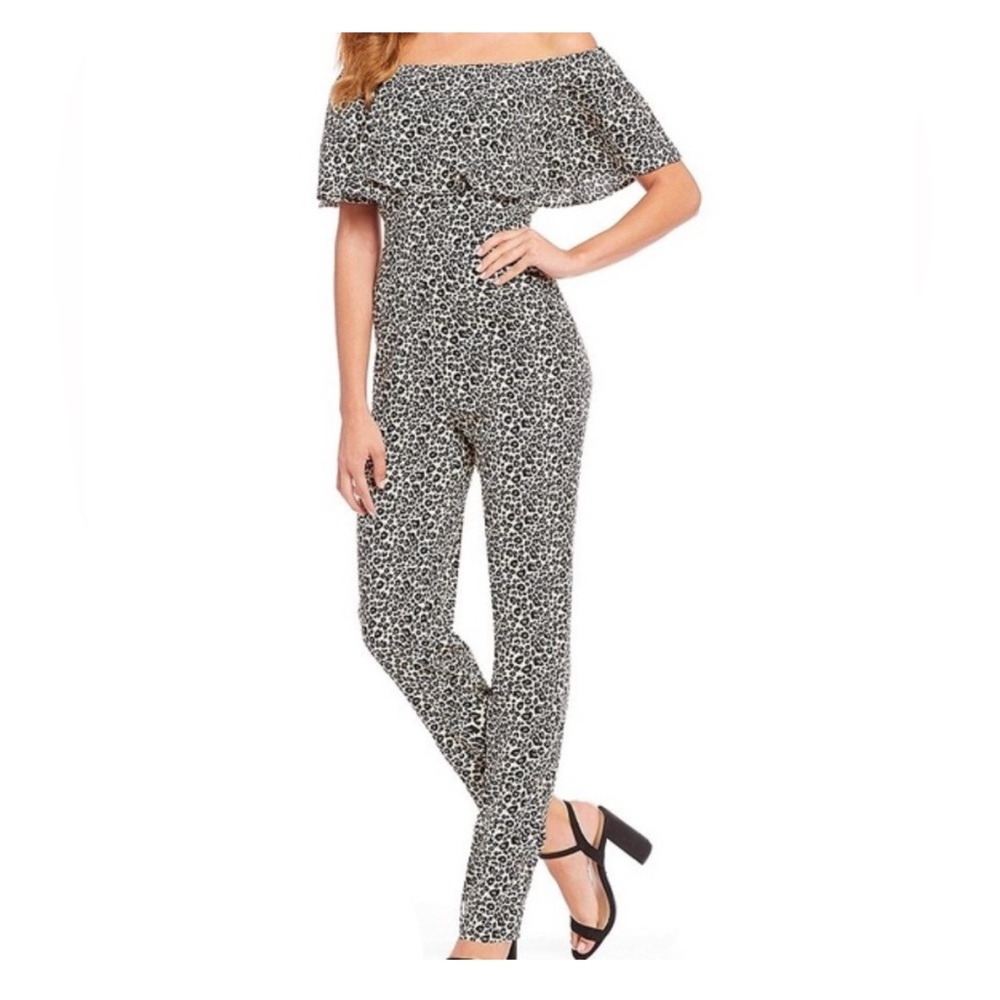 Sugarlips Animal Print Off-Shoulder Jumpsuit